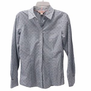 BROOKS BROTHERS STRIPED GEO PRINT BUTTON FRONT TOP